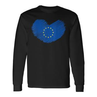 I Love The Eu European Union Pride Eu Flag Long Sleeve T-Shirt T-Shirt | Mazezy