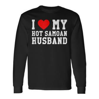 I Love My Hot Samoan Husband Red Heart Long Sleeve T-Shirt T-Shirt | Mazezy