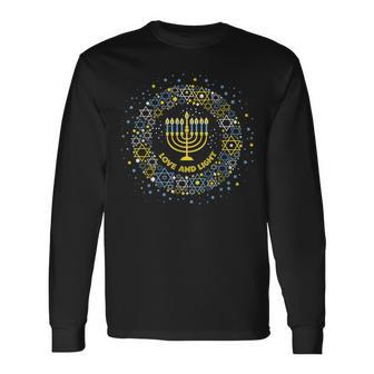 Love And Light Hanukkah Jew Menorah Jewish Chanukah Long Sleeve T-Shirt | Mazezy