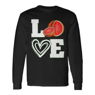 Love Watermelon Basketball Tropical Melon Summer Vibes Long Sleeve T-Shirt T-Shirt | Mazezy