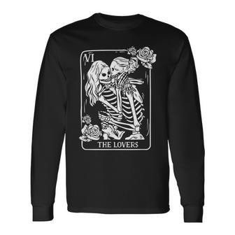 The Lovers Tarot Card Occult Goth Kissing Lesbian Skeleton Long Sleeve T-Shirt T-Shirt | Mazezy