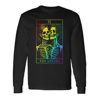 The Lovers Tarot Card Occult Goth Lesbian Skeleton Halloween Long Sleeve T-Shirt T-Shirt | Mazezy