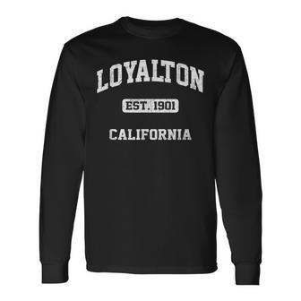 Loyalton California Ca Vintage State Athletic Style Long Sleeve T-Shirt | Mazezy
