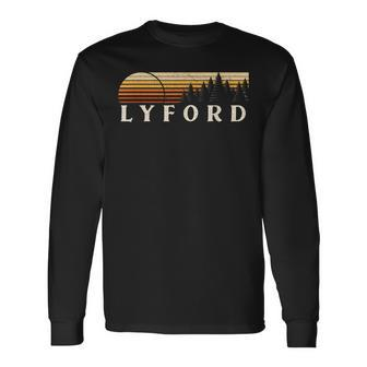 Lyford Tx Vintage Evergreen Sunset Eighties Retro Long Sleeve T-Shirt | Mazezy