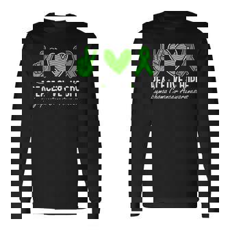 Lymphoma Cancer Awareness Green Ribbon Peace Love Hope Long Sleeve - Monsterry