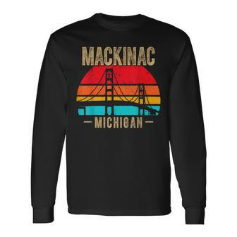Mackinac Bridge Mackinaw Retro Vintage Michigan Souvenir Long Sleeve T-Shirt - Thegiftio UK