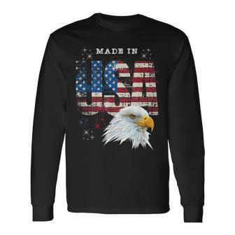 Made In Usa Patriotic American Flag Bald Eagle America Long Sleeve T-Shirt - Monsterry