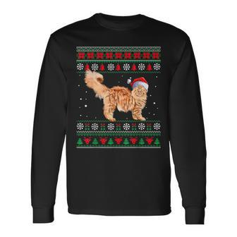 Maine Coon Merry Christmas Ugly Sweater Cat Long Sleeve T-Shirt | Mazezy
