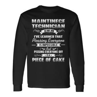 Maintenance Technician Humor Text For Mt Job Long Sleeve T-Shirt | Mazezy