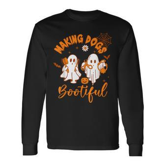 Making Dogs Bootiful Halloween Dog Grooming Groomer Long Sleeve T-Shirt - Monsterry DE
