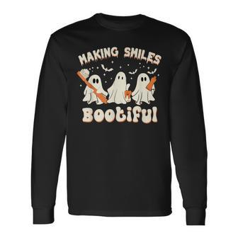 Making Smiles Bootiful Halloween Ghost Dentist Dental Long Sleeve T-Shirt - Thegiftio UK
