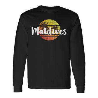 Maldives Sunset Vintage Souvenir Long Sleeve T-Shirt | Mazezy