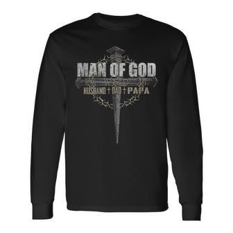 Man Of God Husband Dad Papa Long Sleeve T-Shirt T-Shirt | Mazezy
