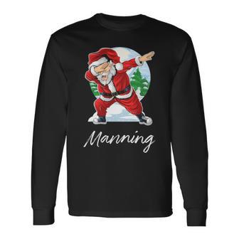 Manning Name Santa Manning Long Sleeve T-Shirt - Seseable