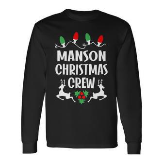 Manson Name Christmas Crew Manson Long Sleeve T-Shirt - Seseable
