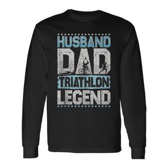 Marathon Husband Dad Triathlon Legend Triathlon Long Sleeve T-Shirt T-Shirt | Mazezy