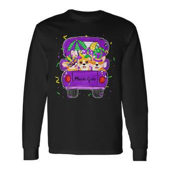 Mardi Gras Truck Jester Corgi Dogs Fat Tuesday Parade Long Sleeve T-Shirt T-Shirt | Mazezy
