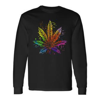 Marijuana Weed Tie Dye 420 Cannabis Thc Lover Cousin Long Sleeve T-Shirt - Seseable