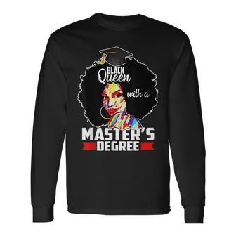 Masters Degree Educated Melanin Black Queen Graduation Long Sleeve T-Shirt T-Shirt | Mazezy