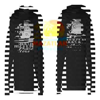 Mazatlan Mexico Beach Sunset Palm Trees Ocean Surfer Long Sleeve T-Shirt | Mazezy