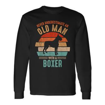 Mb Never Underestimate An Old Man With A Boxer Long Sleeve T-Shirt - Seseable