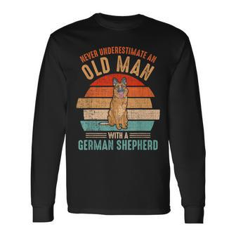 Mb Never Underestimate An Old Man With German Shepherd Long Sleeve T-Shirt - Seseable