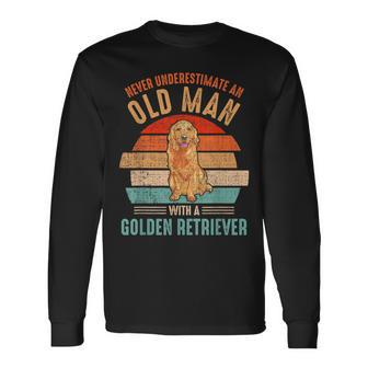 Mb Never Underestimate An Old Man With Golden Retriever Long Sleeve T-Shirt - Seseable