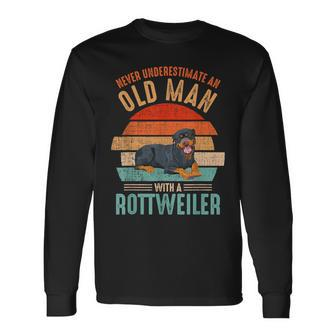Mb Never Underestimate An Old Man With A Rottweiler Long Sleeve T-Shirt - Seseable