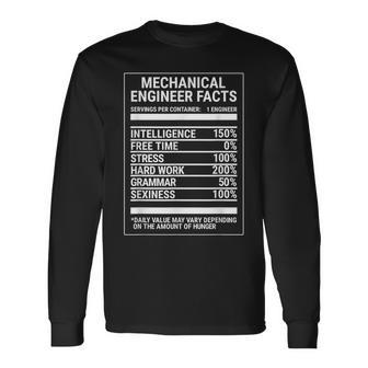 Mechanical Engineering Nutritional Facts Engineer Long Sleeve T-Shirt | Mazezy