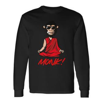 Meditation Monk Monkey Grafitti Skateboarding Punk Long Sleeve T-Shirt | Mazezy