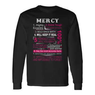 Mercy Name 100 Mercy Long Sleeve T-Shirt - Seseable
