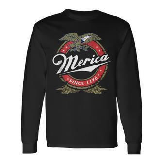 Merica Since 1776 4Th Of July Redneck Eagle Mullet Long Sleeve T-Shirt - Thegiftio UK