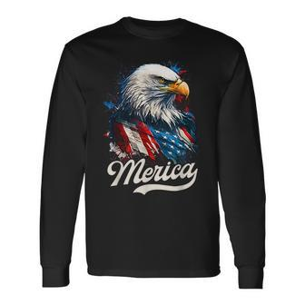 Merica Patriotic Eagle Freedom 4Th Of July Usa American Flag Long Sleeve T-Shirt T-Shirt | Mazezy UK