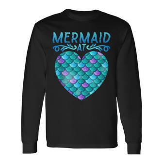 Mermaid At Heart Ocean Fish Tail Deep Sea Mermaid Shells Top Long Sleeve T-Shirt T-Shirt | Mazezy