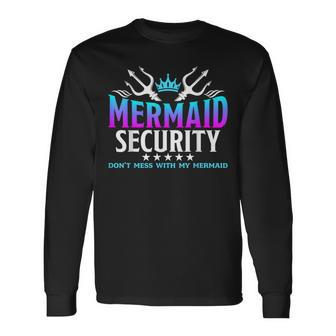 Mermaid Security Family Birthday Halloween Costume Boys Long Sleeve T-Shirt | Mazezy