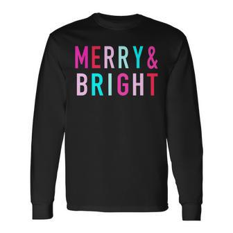 Merry And Bright Christmas Family Matching Christmas Long Sleeve T-Shirt - Seseable