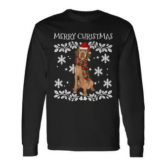 Merry Christmas Ornament Wirehaired Vizsla Xmas Santa Long Sleeve T-Shirt | Mazezy