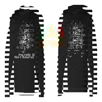 Merry Christmas Y'all Leopard Truck Buffalo Plaid Xmas Tree Long Sleeve T-Shirt | Mazezy