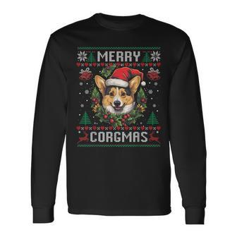 Merry Corgmas Ugly Sweater Corgi Christmas Dog Lover Long Sleeve T-Shirt - Monsterry