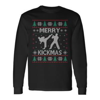 Merry Kickmas Taekwondo Christmas Ugly Sweater Xmas Long Sleeve T-Shirt - Monsterry UK