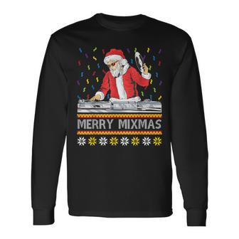 Merry Mixmas Christmas Dj Hip Hop Music Party Ugly Fun Long Sleeve T-Shirt - Seseable