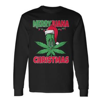 Merryjuana Christmas Marijuana Weed Christmas Long Sleeve T-Shirt | Mazezy