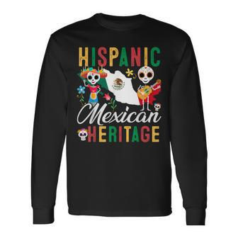 Mexican Flag Hispanic Heritage Month Mexico Latina Long Sleeve T-Shirt - Monsterry UK