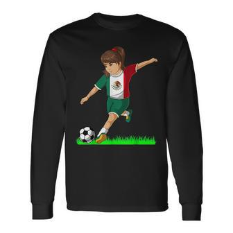 Mexican Soccer Girl Mexico Flag Jersey Football Fans Long Sleeve T-Shirt T-Shirt | Mazezy