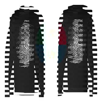 Mexico & Guatemala Fingerprint Half Mexican Guatemalan Roots Long Sleeve T-Shirt | Mazezy