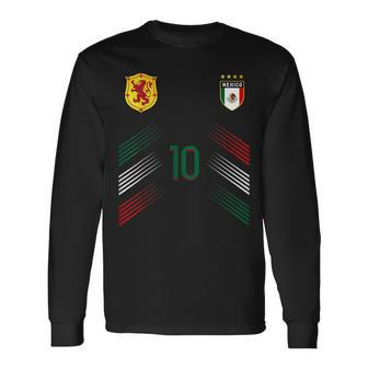 Mexico Soccer Fans Jersey Mexican Flag Football Lovers Long Sleeve T-Shirt - Seseable
