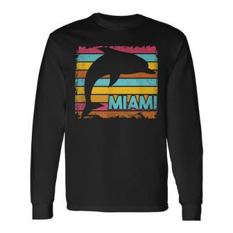 Miami Resident Vintage Dolphin Silhouette Souvenir Long Sleeve T-Shirt | Mazezy