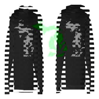 Michigan Pot Leaf 420 Marijuana Weed Long Sleeve T-Shirt | Mazezy