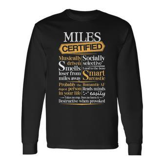 Miles Name Certified Miles Long Sleeve T-Shirt - Seseable