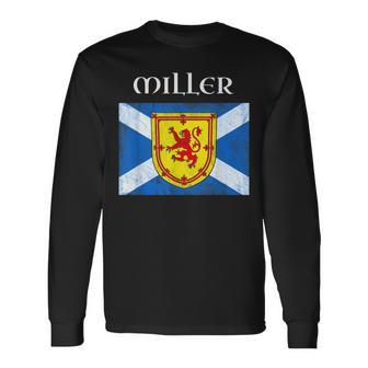 Miller Scottish Clan Name Lion Flag Miller Long Sleeve T-Shirt T-Shirt | Mazezy